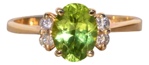The Heart: Oval Peridot and Natural Diamond Ring in Yellow Gold