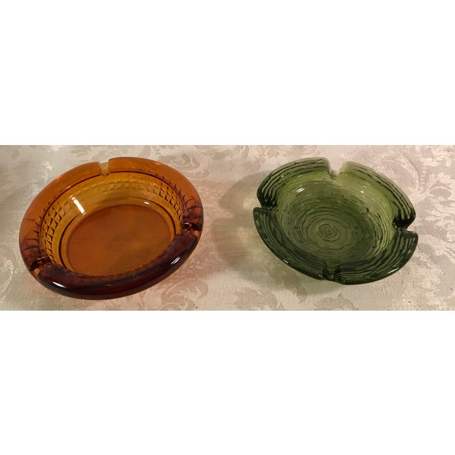 MidCentury Green and Amber Ashtrays A Pair Chairish
