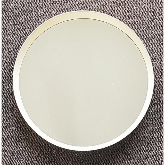 Wood White Frame Round Wall Mirror, Italy, 1960s For Sale - Image 7 of 18