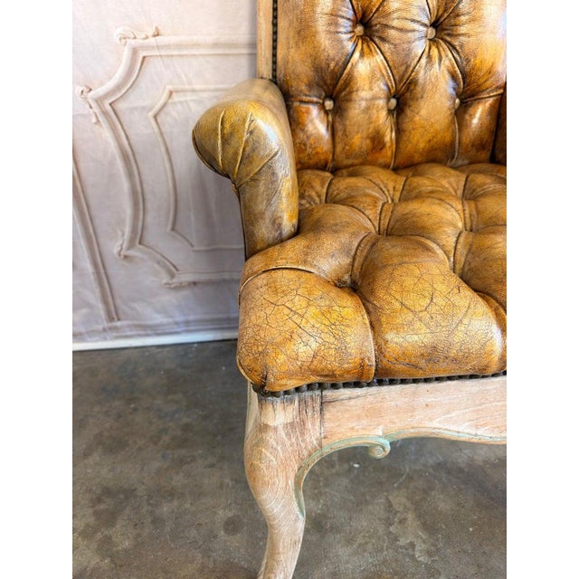 Set of 8 French Louis XV Dining Chairs, Leather Tufted, 1960s For Sale - Image 10 of 18