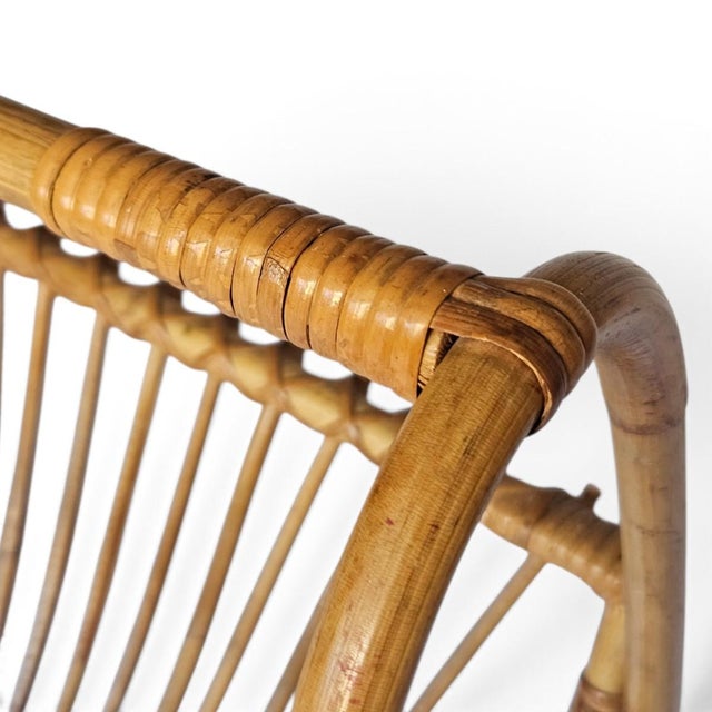 Franco Albini Style Mid 20th Century Bentwood Bamboo & Rattan Magazine Rack For Sale - Image 9 of 11
