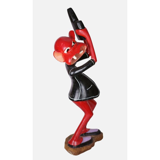 1990s George Lilanga, Sculpture of a Red Figure, 1995, Wood For Sale - Image 5 of 7