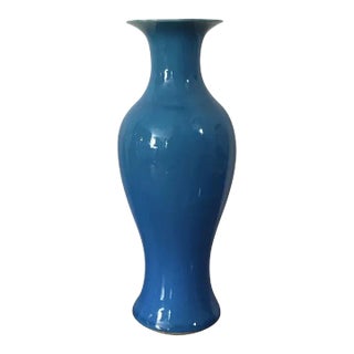 Antique Late 19th Century Chinese Baluster Shape Vase in Turquoise Glaze For Sale