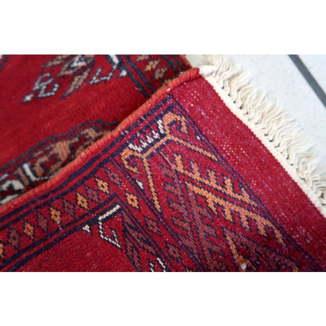 Cream 1960s, Handmade Vintage Uzbek Bukhara Rug 1' X 3.9' For Sale - Image 8 of 9