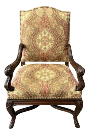Late 20th Century Traditional High-Back Upholstered Arm Chair