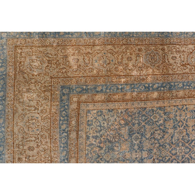 Antique Indian Agra Rug With Intricate Allover Floral Design in Blue 6'9 X 14'0 For Sale - Image 10 of 12