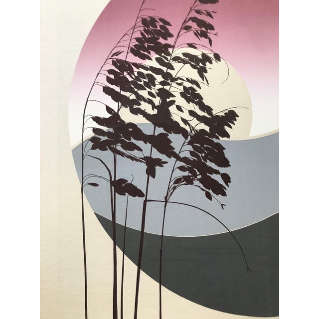 Mid-Century Modern Mid 20th Century Abstract Landscape with Moon Fabric Painting by Tamarack For Sale - Image 3 of 7