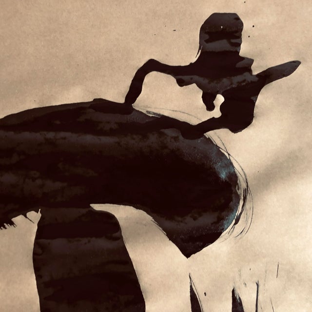 Mushroom Garden an original ink painting by Erik Sulander on brown paper, signed, unframed.