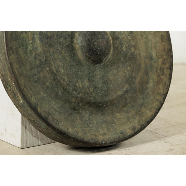 Antique Thai Bronze Gong with Domed Center and Aged Verdigris Patina For Sale - Image 11 of 18