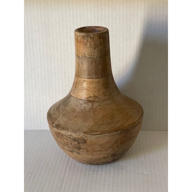 Vintage organic modern turned wood flower vase,