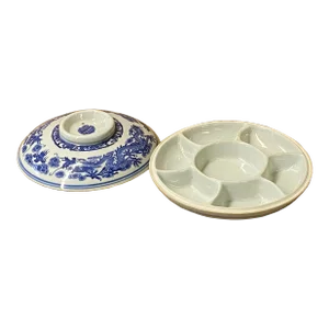 Chinese Blue White Porcelain Small Dragons Theme Ink Dipping Display