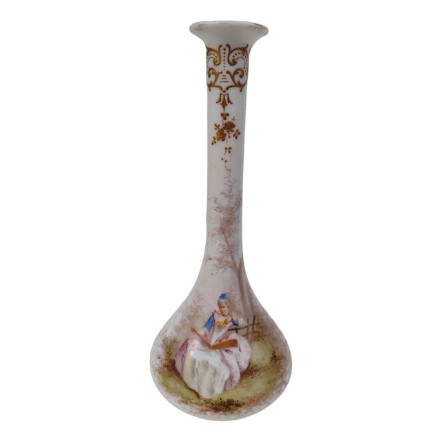 Soliflore Vase in Opaline Glass and Painting by Roger Chapelain Midy, 20th Century For Sale