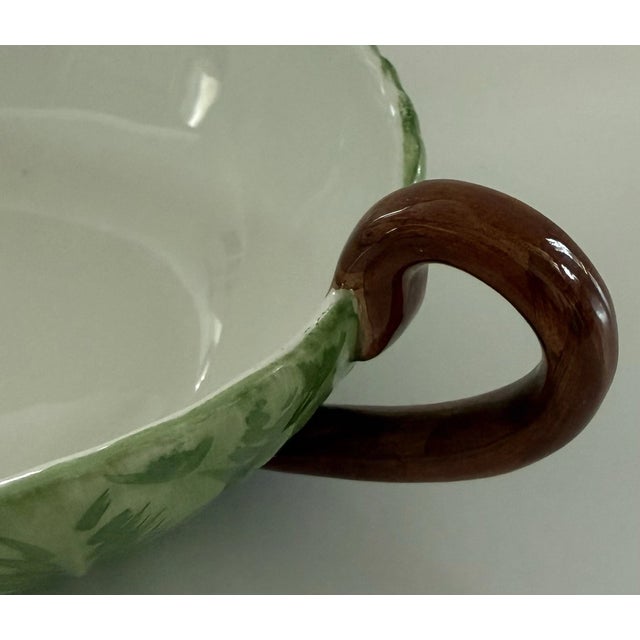 Mid-Century Modern Vintage Mottahedeh Majolica Leaf Cup & Saucer Made in Italy For Sale - Image 3 of 4