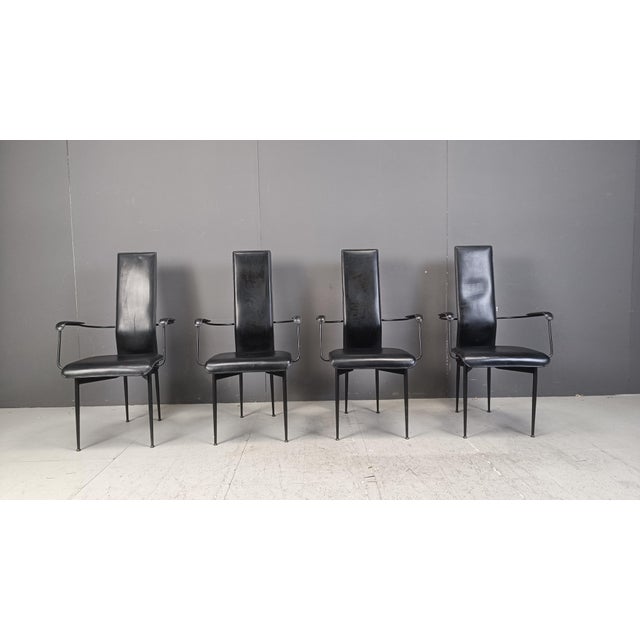 Metal Vintage S44 Dining Chairs attributed to Giancarlo Vegni for Fasem, Set of 4, 1980s, Set of 4 For Sale - Image 7 of 9