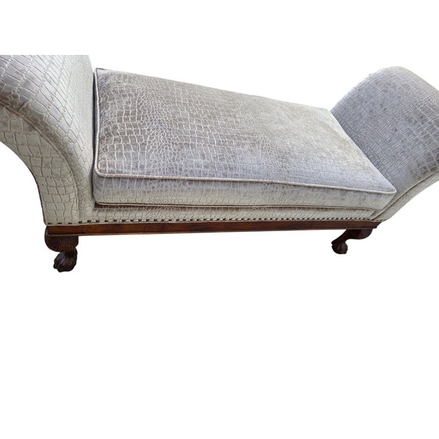 Vintage Oversized Window Bench Settee Alligator Print Paw Feet Attributed to Ralph Lauren For Sale - Image 15 of 18