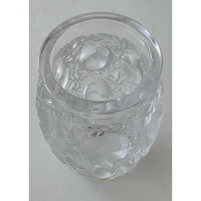 Antique Rene Lalique 1939 Design Bagatelle Vase of High Relief Sparrows in Foliage For Sale - Image 11 of 11