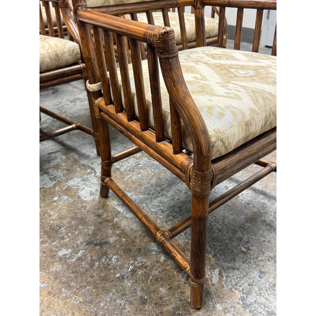 McGuire Furniture Far East Collection Dining Armchairs, Vintage Set of Six For Sale - Image 9 of 12