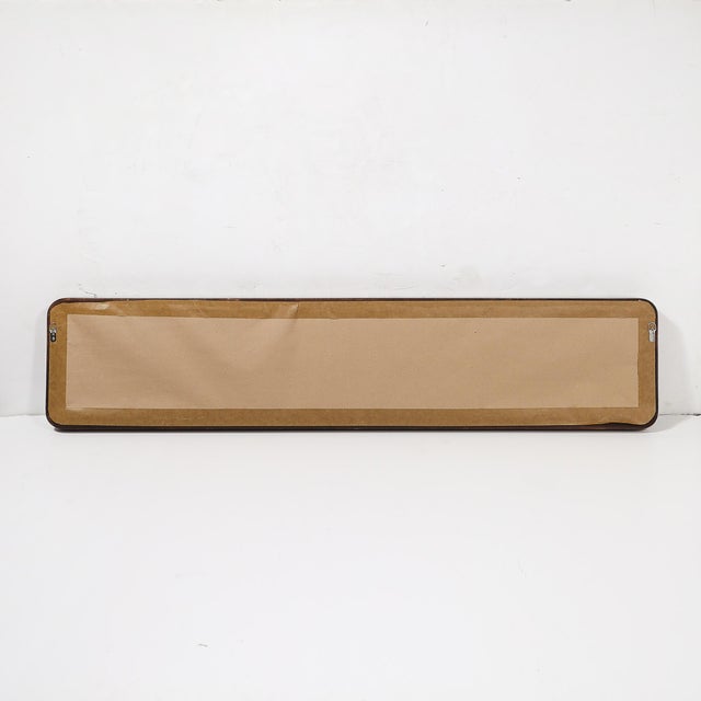 Mid-Century Burled Walnut Bordered Mirror W/ Graphic Acid Etched Oceanic Motif For Sale - Image 11 of 11