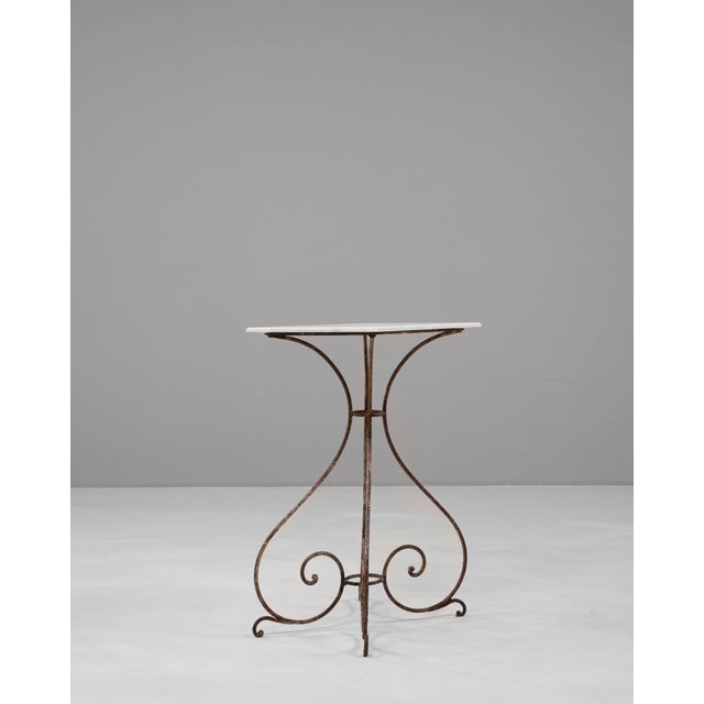 Early 20th Century 1900s French Metal Table With Marble Top For Sale - Image 5 of 10