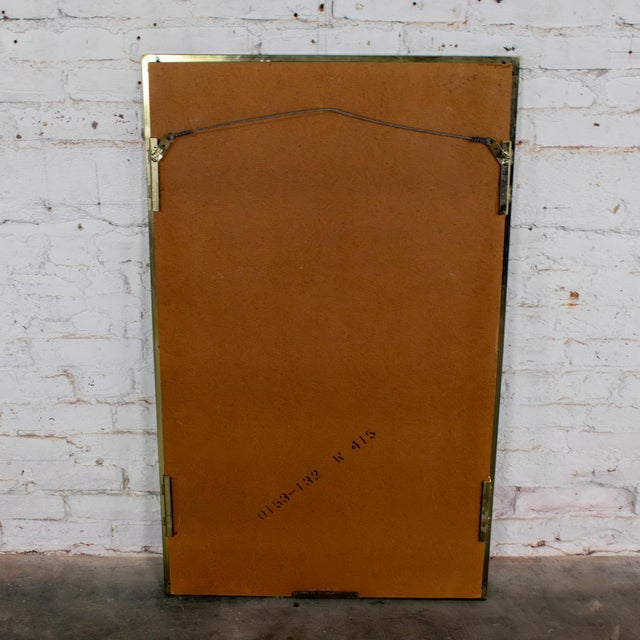 Late 20th Century Modern Large Rectangular Wall Mirror W/Brass Windowpane Frame For Sale - Image 15 of 18
