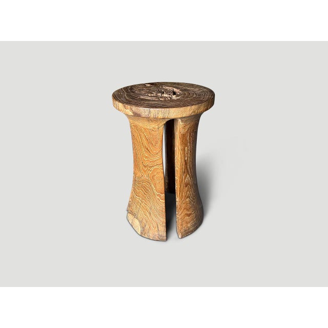 Andrianna Shamaris Sculptural Teak Wood Side Table or Pedestal For Sale - Image 4 of 18