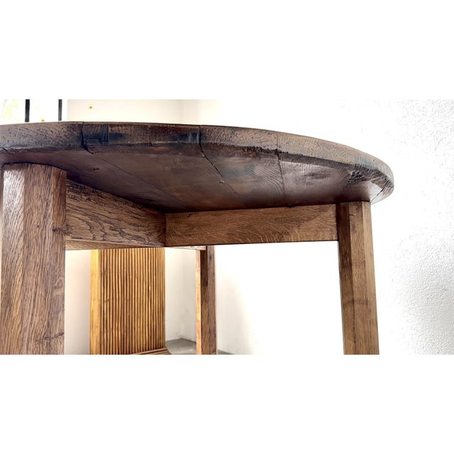 Brutalist Round Table in Oak, 1950s For Sale - Image 11 of 18