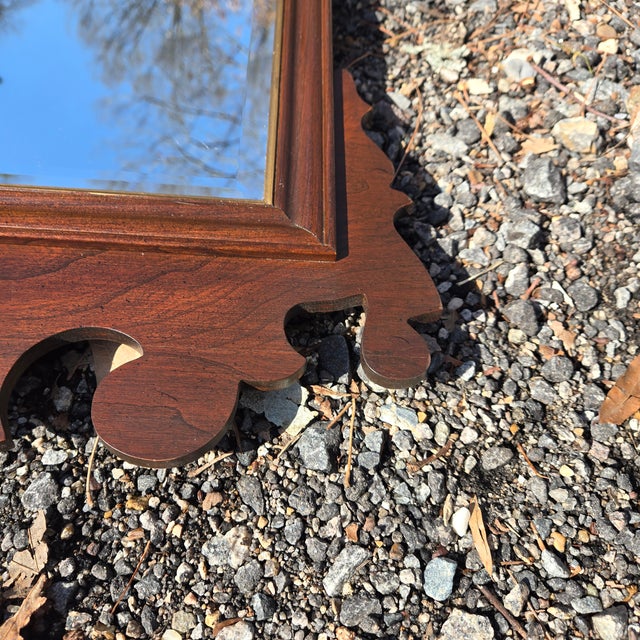 Late 20th Century Late 20th Century Wooden Chippendale Ethan Allen Wall Hanging Mirror For Sale - Image 5 of 8