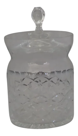 Vintage Dimond Design Cut Crystal Lidded Jam Jar
