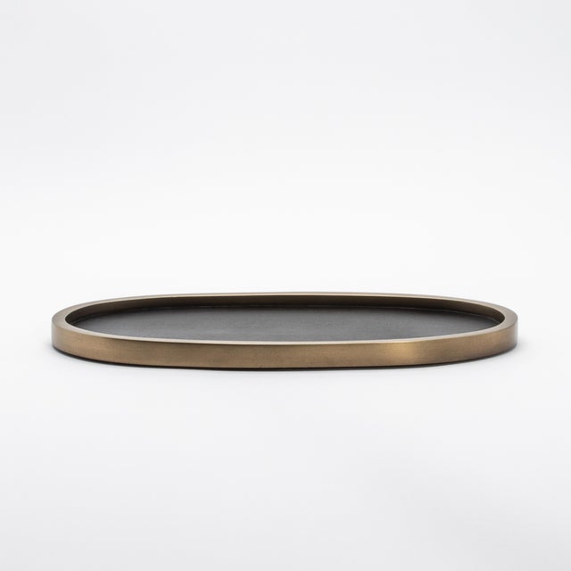 Kifu Paris Oval Tray in Black Oak With Bronze Patina Brass by Kifu Paris For Sale - Image 4 of 7