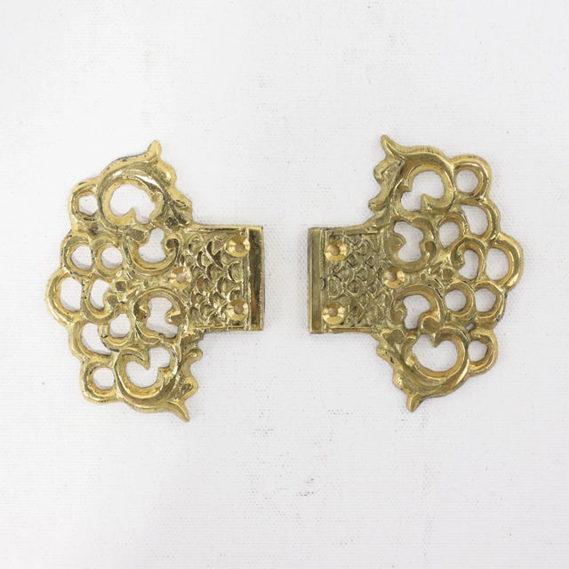 1970s Vintage Brass Hollow Fish and Wave Pattern Cabinet Door Decorative Piece For Sale - Image 5 of 6