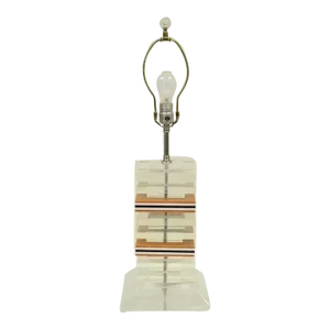 Mid 20th Century Vintage Mid Century Modern Stacked Lucite Acrylic Skyscraper Table Lamp