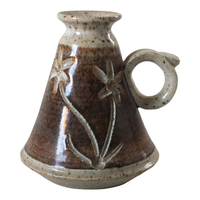 Vintage Studio Art Pottery Bud Vase W/ Handle For Sale