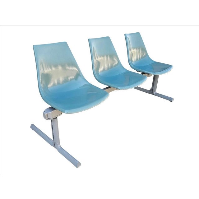 Vintage mid-century modern tandem beam seating by Krueger Metal Products International circa 1969. This bench features...