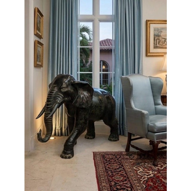 Verdigris Vintage Patinated Bronze Elephant Sculpture For Sale - Image 8 of 12