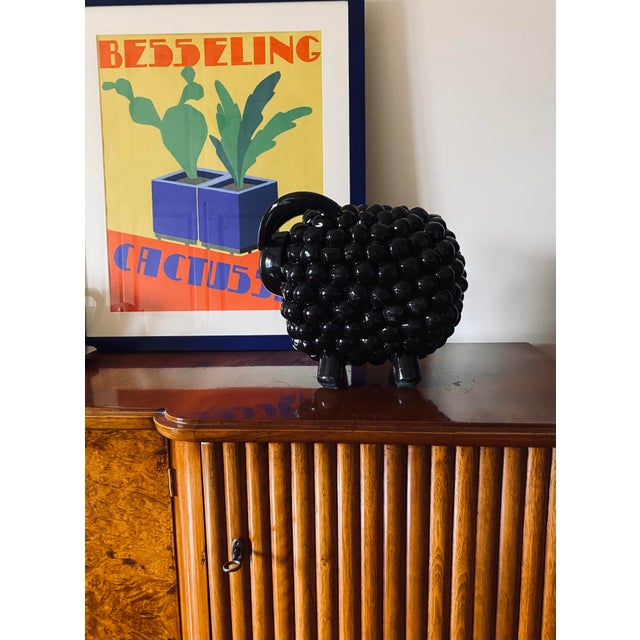 Black Black Ceramic Ram Sculpture, Italy, 1980s For Sale - Image 8 of 18