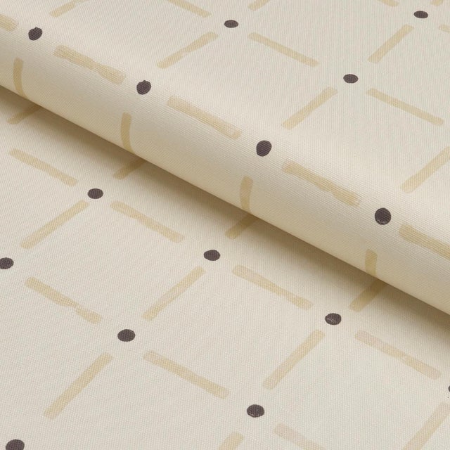 Contemporary SAMPLE - Schumacher X Caroline Z Hurley Drifting Grid Fabric In Sand For Sale - Image 3 of 4