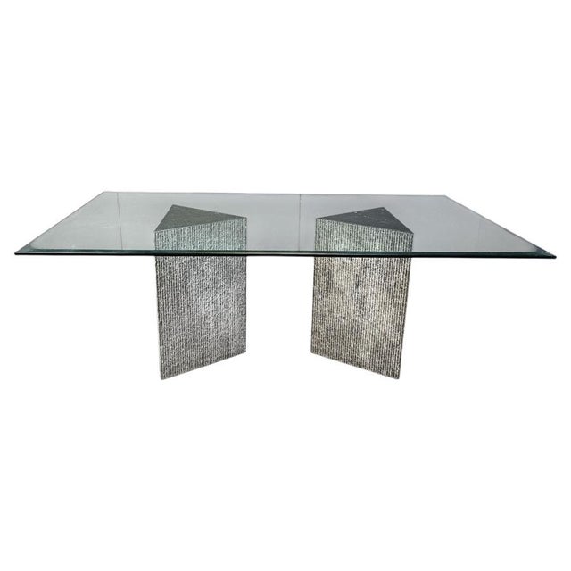 Vintage Brutalist GLass and Marble Dining Table, 1970s For Sale - Image 11 of 11