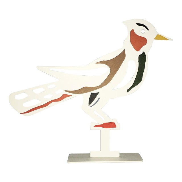Painted White Metal Upupa Sculpture by Bruno Chersicla, 1980 For Sale