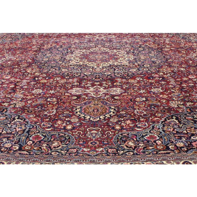 Early 20th Century Antique Persian Mashhad Rug, 15'09 X 19'00 For Sale - Image 5 of 10