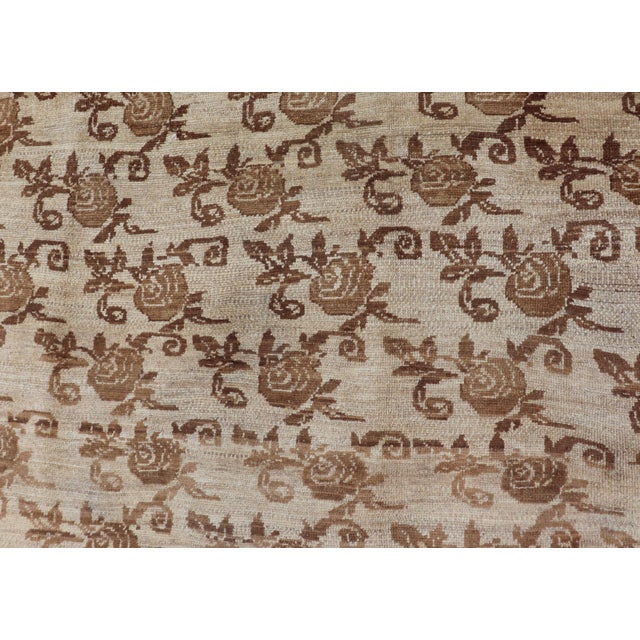 Unique Antique Turkish Konya Rug With All-Over Floral Pattern in Taupe and Brown For Sale In Atlanta - Image 6 of 12