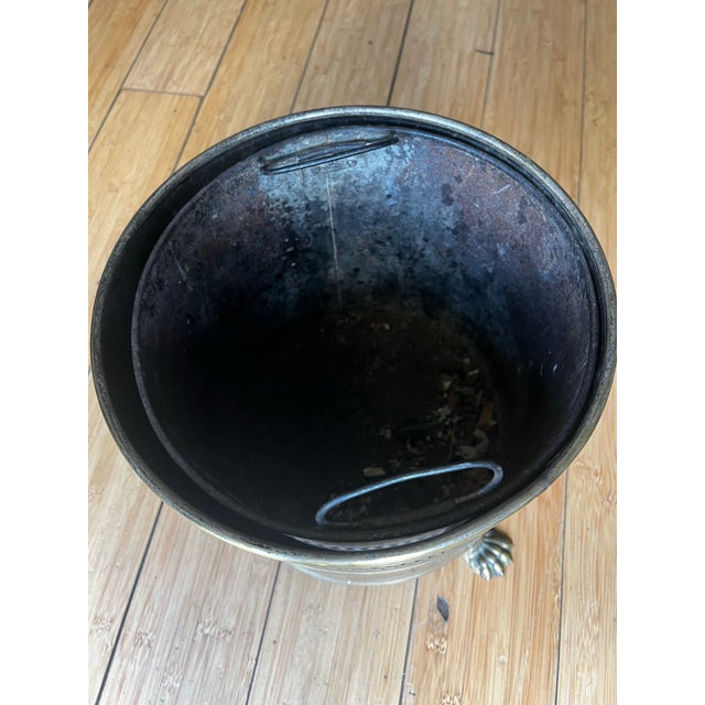 Metal Footed Pierced Brass Coal Scuttle Bucket For Sale - Image 7 of 7