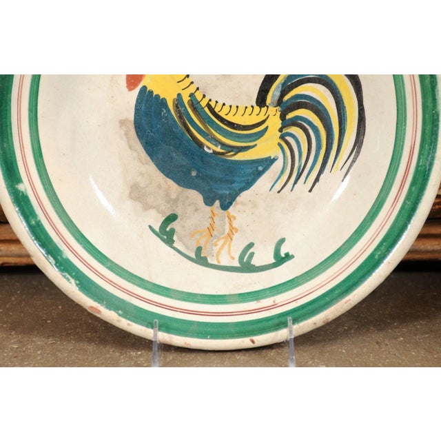 Italian Early 20th Century Pottery Bowl with Rooster Motif & Green Border For Sale - Image 10 of 13