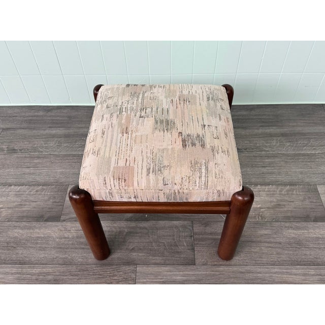 Small Vintage Upholstered Wooden Ottoman, 1970s For Sale - Image 6 of 12
