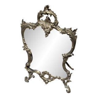 Gilt Brass Rococo Mirror With Easel Back For Sale