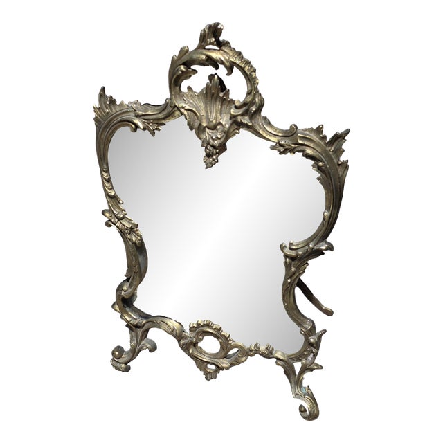 Gilt Brass Rococo Mirror With Easel Back For Sale