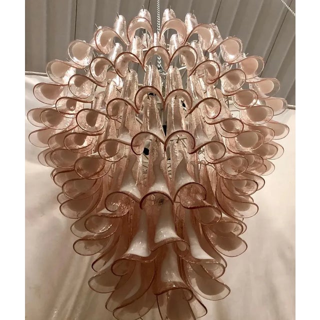 2000 - 2009 Mazzega Murano Chandelier in Light Pink, 2000 For Sale - Image 5 of 10