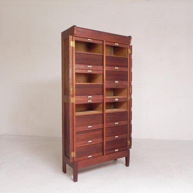 Industrial Roller Shutter Cabinet, 1930s For Sale - Image 3 of 18