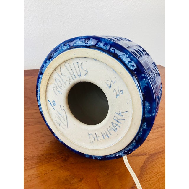 Vintage Mid-Century Modern Palshus Blue Ceramic Danish Table Lamp Dl26 Annalise Per Linneman For Sale - Image 10 of 10