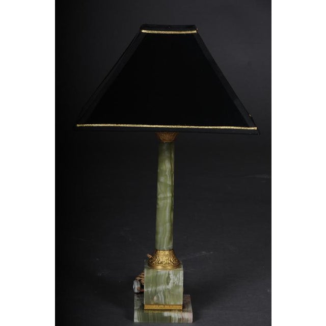 20th Century Classicist Onyx and Brass Table Lamp For Sale - Image 3 of 12