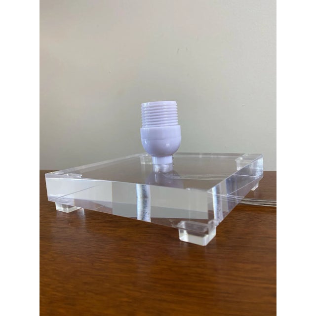 Plastic Shell Covered Orb Light Fixture on Lucite Base For Sale - Image 7 of 8